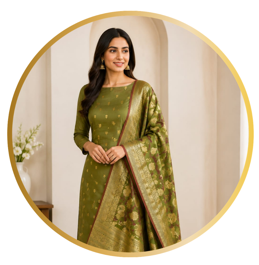 Banarasi Silk Katan Salwar Suit Dress Material