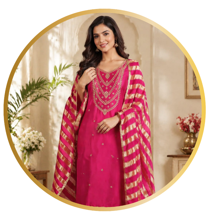 Roman Shimmer Silk Stitched Salwar Suit