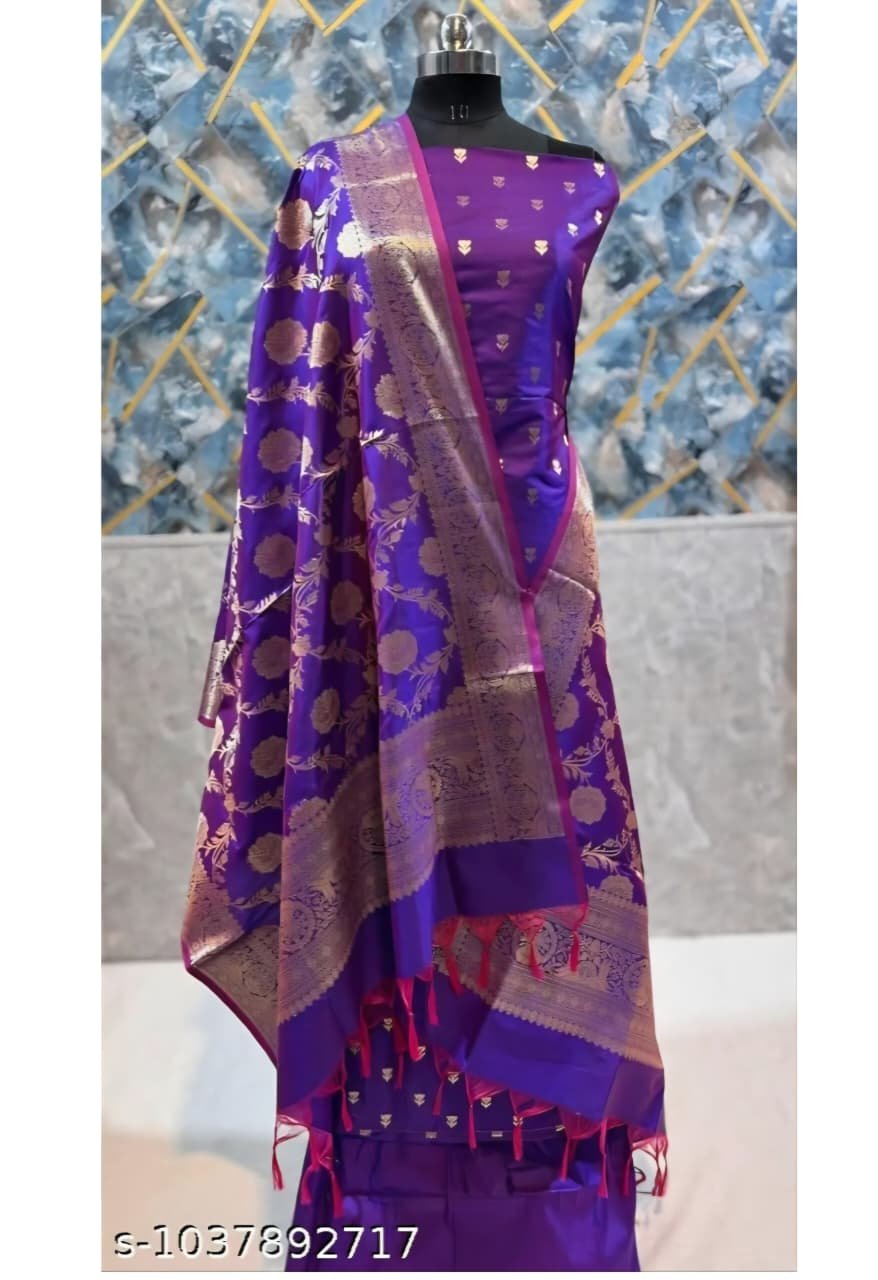 Banarasi Silk Katan Salwar Suit Dress Material - Image 8