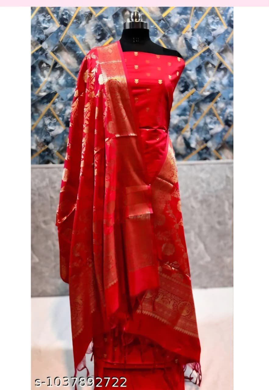 Banarasi Silk Katan Salwar Suit Dress Material - Image 5