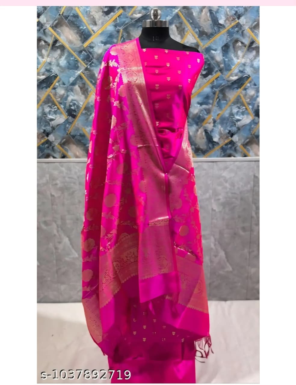 Banarasi Silk Katan Salwar Suit Dress Material - Image 7